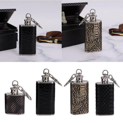 1/2 Oz Stainless Steel Hip Flask with Keychain