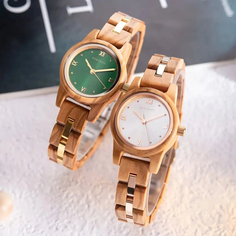 Elegant Women's Wooden Quartz Watch with Gift Box