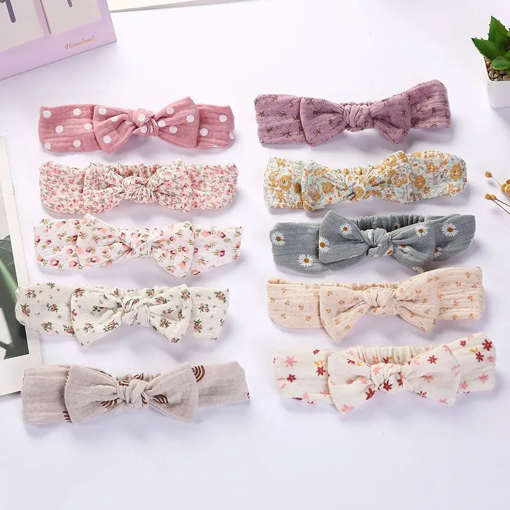 3 pcs Muslin Cotton Linen Baby Headband Set