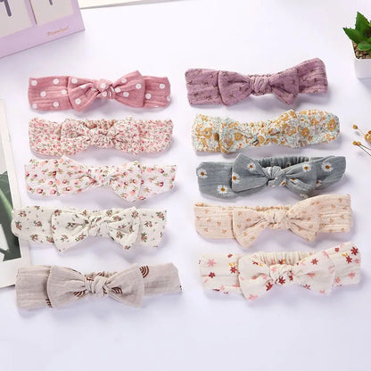 3 pcs Muslin Cotton Linen Baby Headband Set