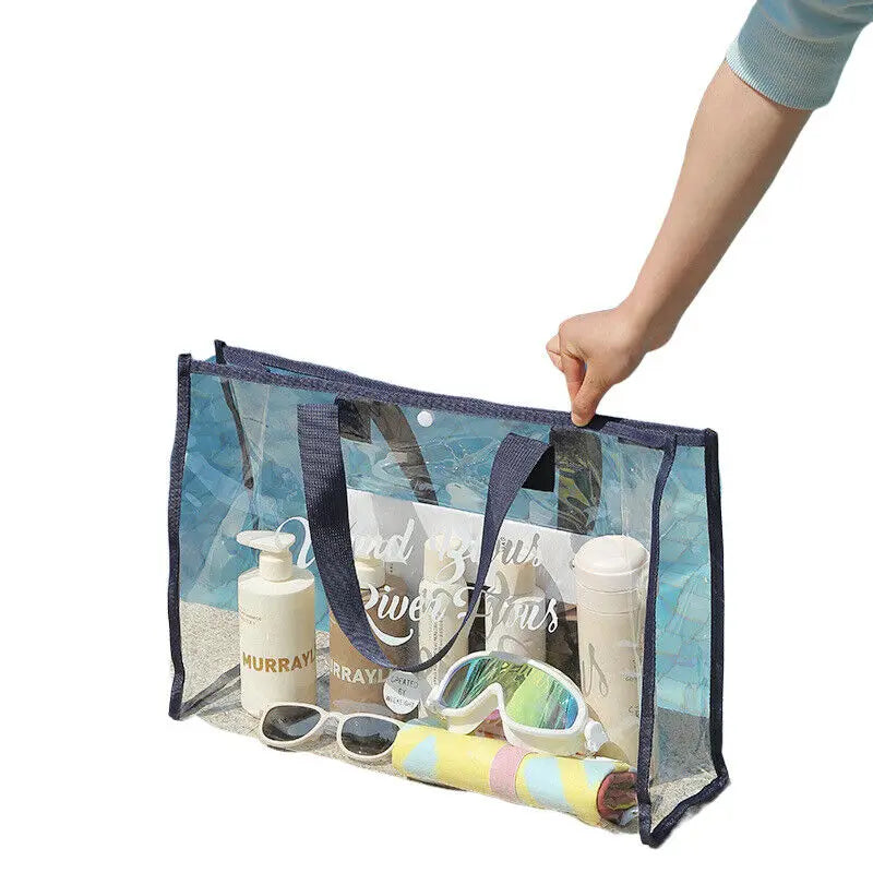 Summer Clear PVC Tote Bag - Waterproof, Transparent, Large Shopper Shoulder Bag for Women