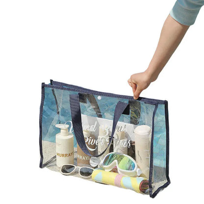 Summer Clear PVC Tote Bag - Waterproof, Transparent, Large Shopper Shoulder Bag for Women