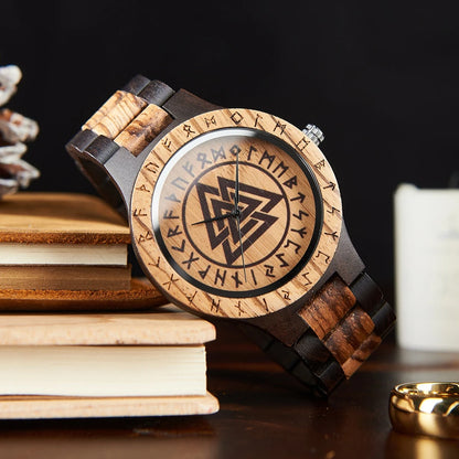 Viking Men's Wooden Wristwatch – Customizable Timepiece