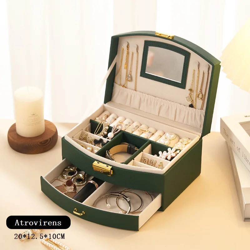 Luxury Handheld Jewelry Box - Multi-Layer Drawer Organizer