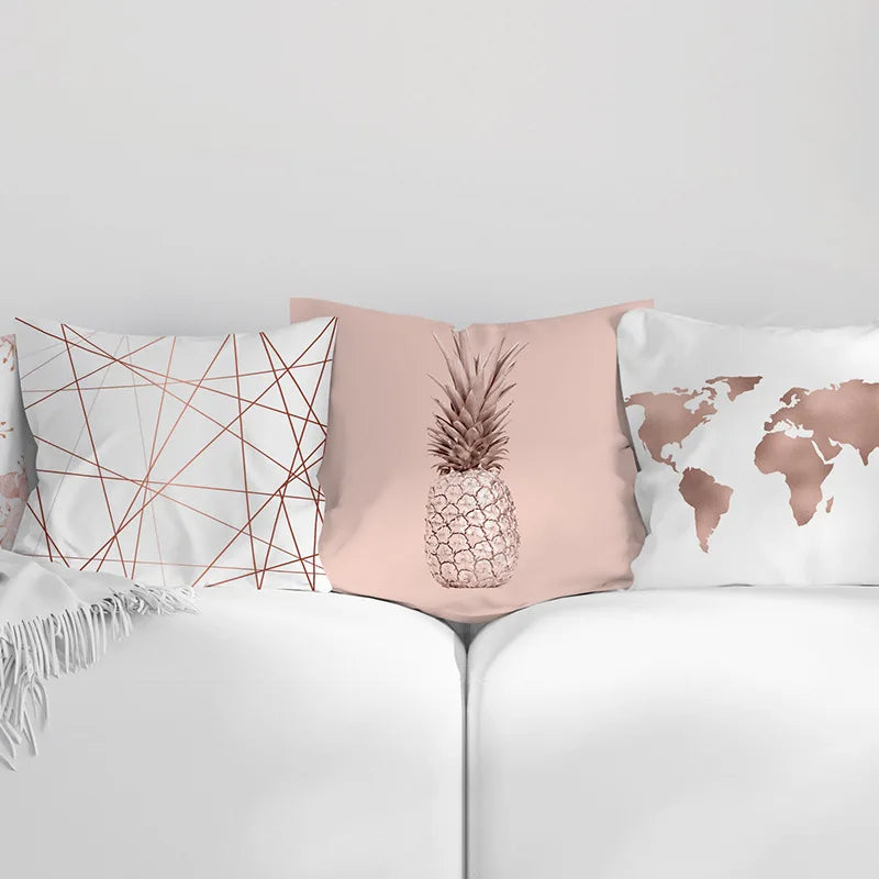 Pink Feather Pillowcase – Decorative Sofa & Bed Cushion Cover 45x45cm