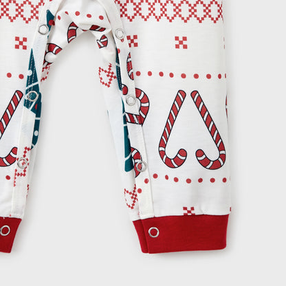 Family Matching Christmas Pajama Set – Reindeer Big Graphic Allover Pattern