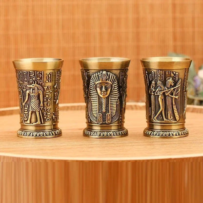 30ML Vintage Metal Egyptian Wine Glass – Pharaoh Tut Engraved Goblet