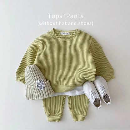 Korean Baby Clothing Set – Waffle Cotton Tracksuit 2PCS