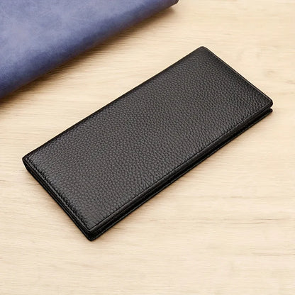 Genuine Leather Slim Bifold Wallet for Men