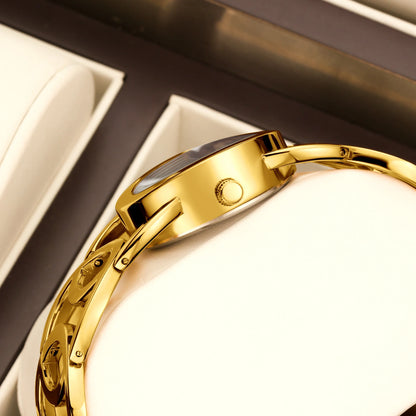 Women's Gold Wristwatch – Elegant with Hook Buckle & Box