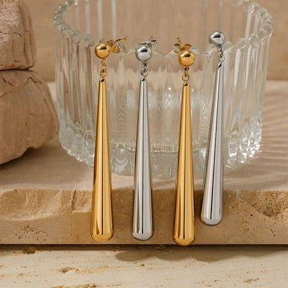 Stainless Steel Long Waterdrop Earrings for Women | Classic French Charm Jewelry