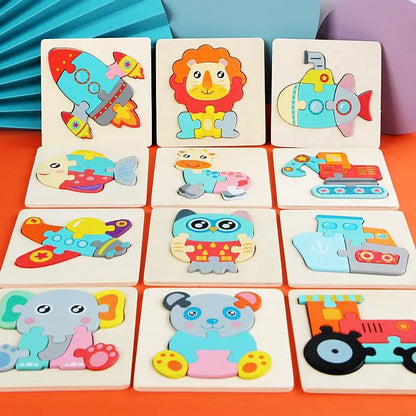 Wooden Puzzles for Toddlers – Animal Jigsaw Toys for Ages 1-3