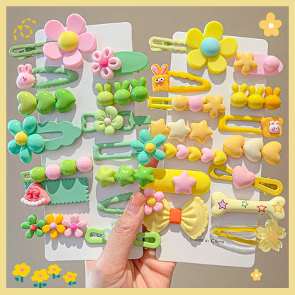 Candy Color Bowknot Hair Clips Set | Cartoon Flower Hair Accessories for Girls