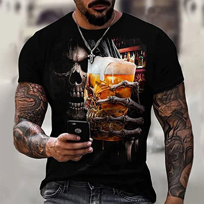 Fashion Punisher Skull Graphic T-Shirt for Men - 3D Print Harajuku Style