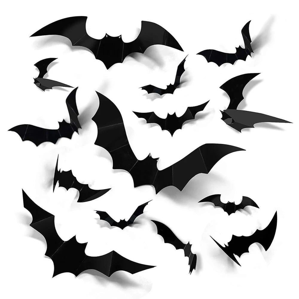 Halloween Bat Decorations | Black PVC Bat Wall Stickers