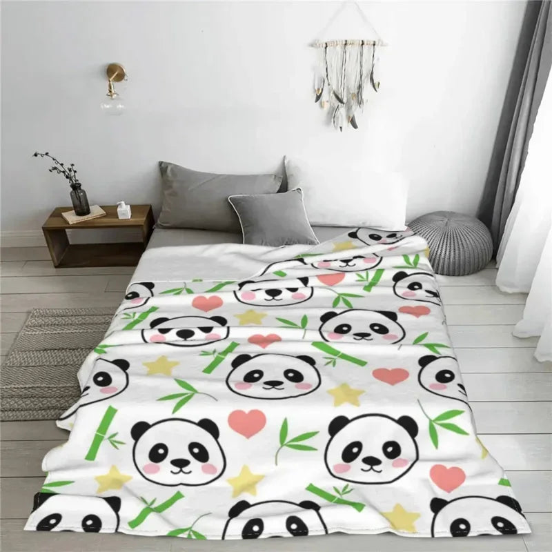 3D Panda & Bamboo Blanket – Soft Flannel Throw for Couch, Office, & Bedroom