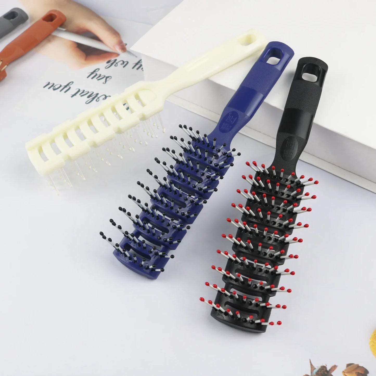 Men’s Plastic Vent Hair Brush Comb | Anti-Static Nine-Row