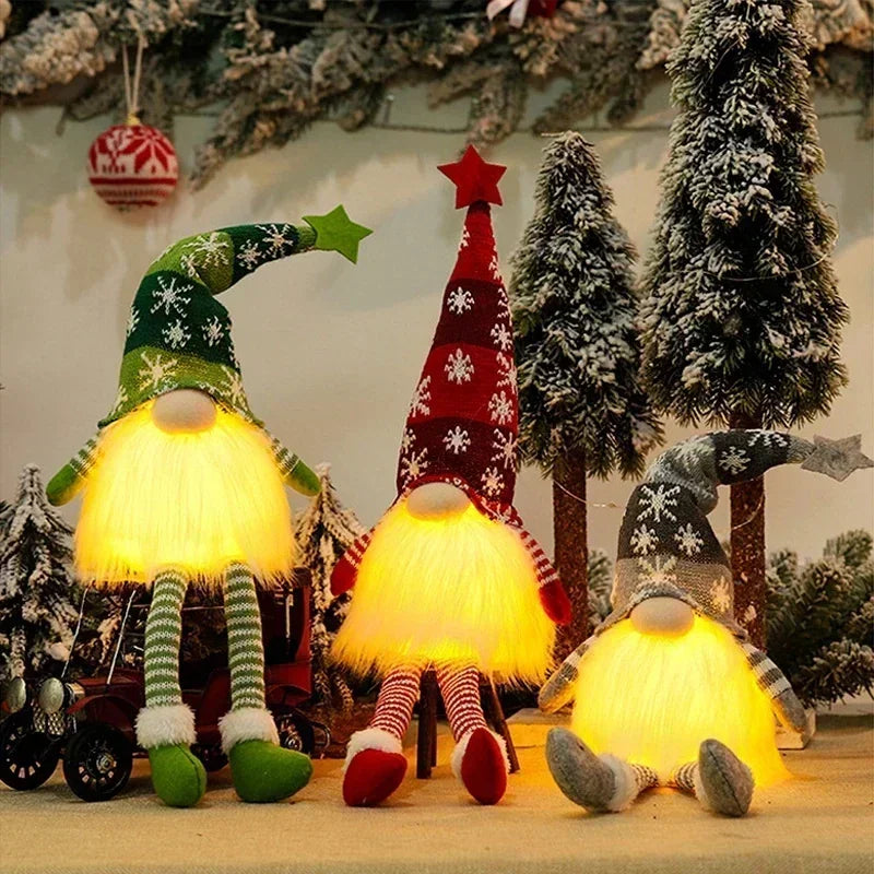 Christmas Faceless Gnome Doll Ornaments – LED Light Plush Decor