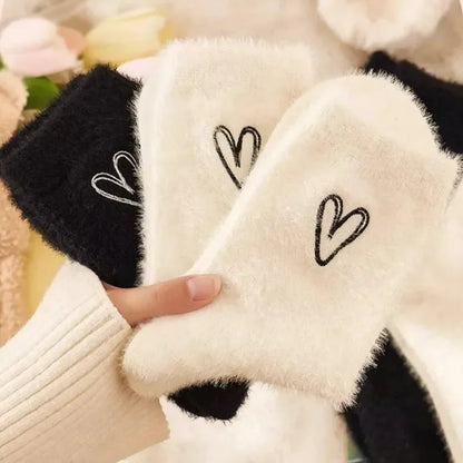 Cozy Mink Velvet Heart Socks