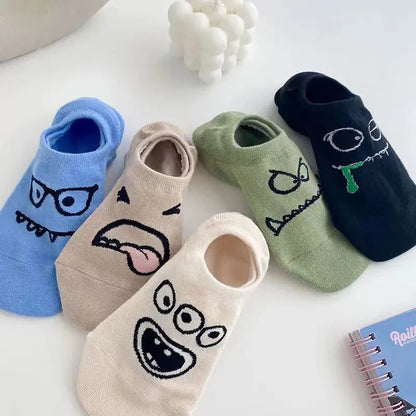 5 Pairs Women Funny Cartoon Socks Slippers Set