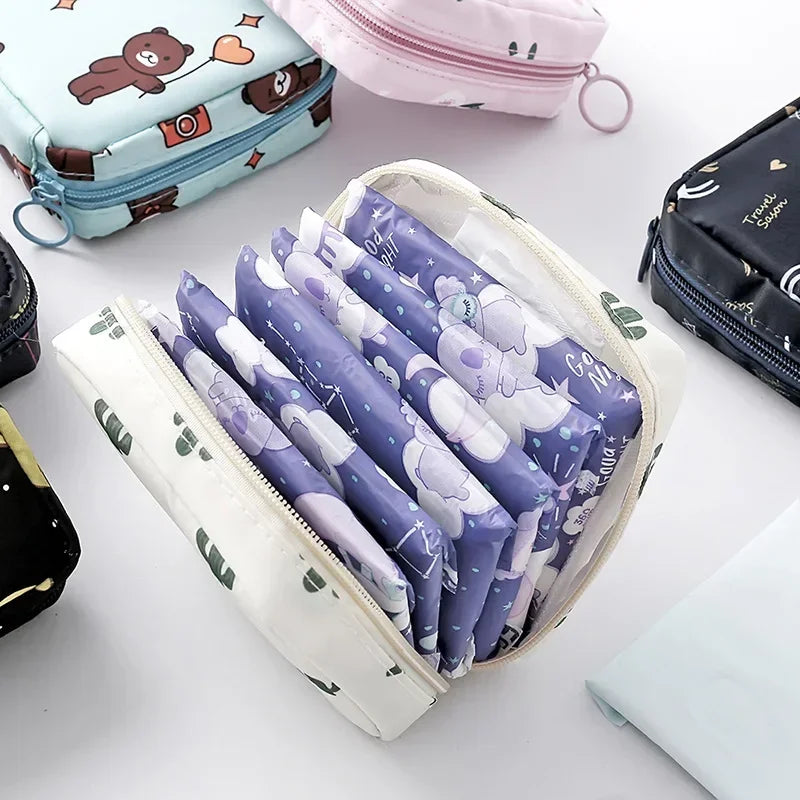 Women’s Sanitary Napkin & Tampon Pouch | Travel Storage Organizer for Cosmetics, Makeup & Key Items