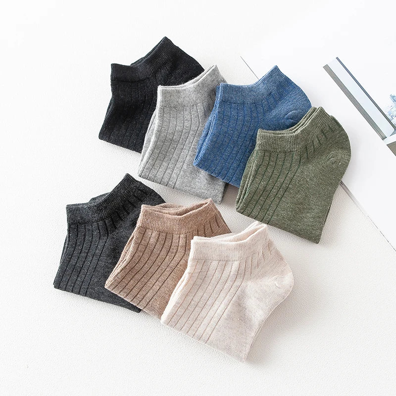 5 Pairs Casual Cotton Short Striped Socks Series 1