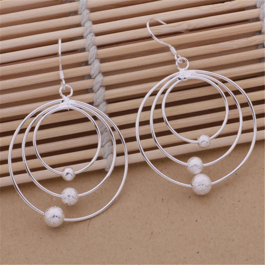 100% 925 Sterling Silver Earrings for Women | Three Circle Beads