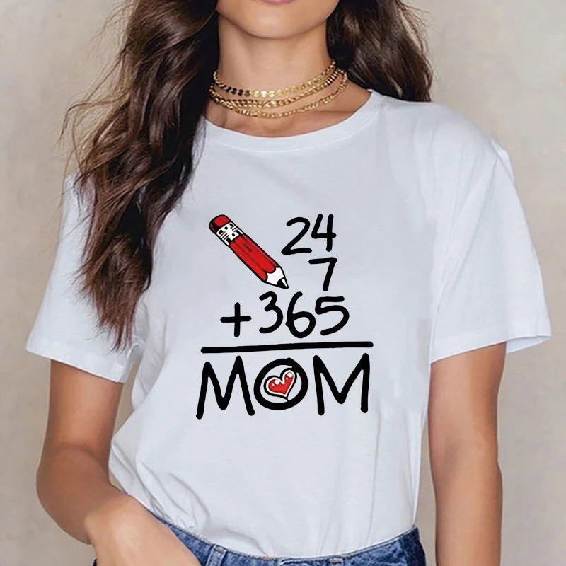 Funny Math Equation MOM Print T-Shirt