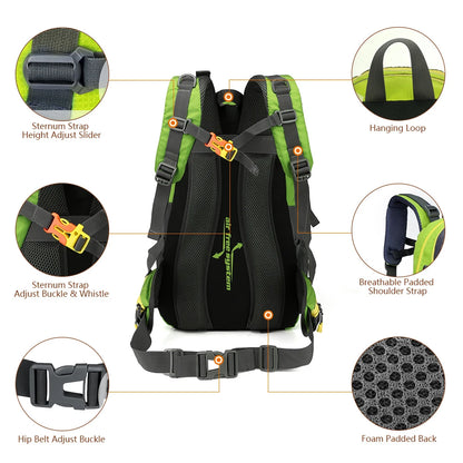 40L Water-Resistant Travel Backpack - Hiking & Camping Daypack