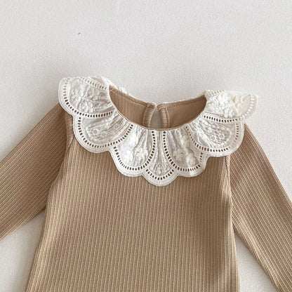 Lace Collar Baby Tops for Autumn - Stylish Long Sleeve Infant Tees