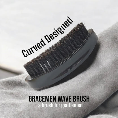 Gracemen Natural Wood Beard Grooming Brush - 360 Wave Brush for Black Men