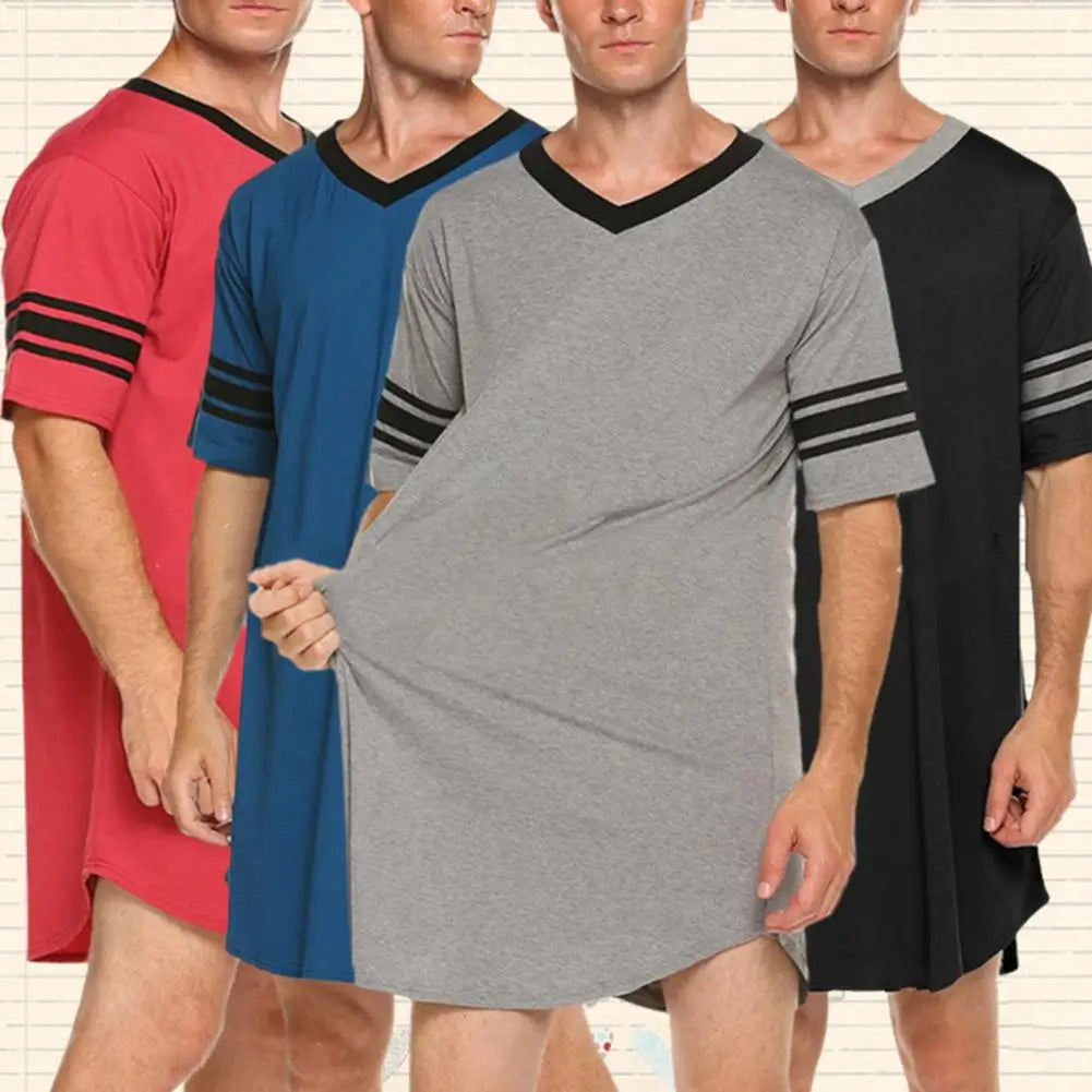 Men’s Summer Loungewear - Color Matching V-Neck Short Sleeve Top