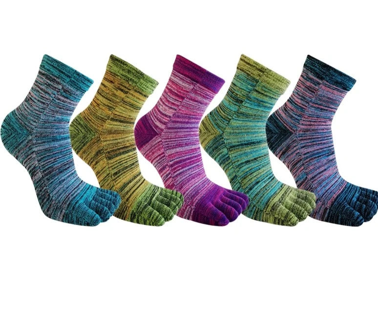 5 Finger Business Man Cotton Striped Socks