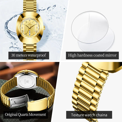 Elegant Gold Stainless Steel Women's Quartz Watch