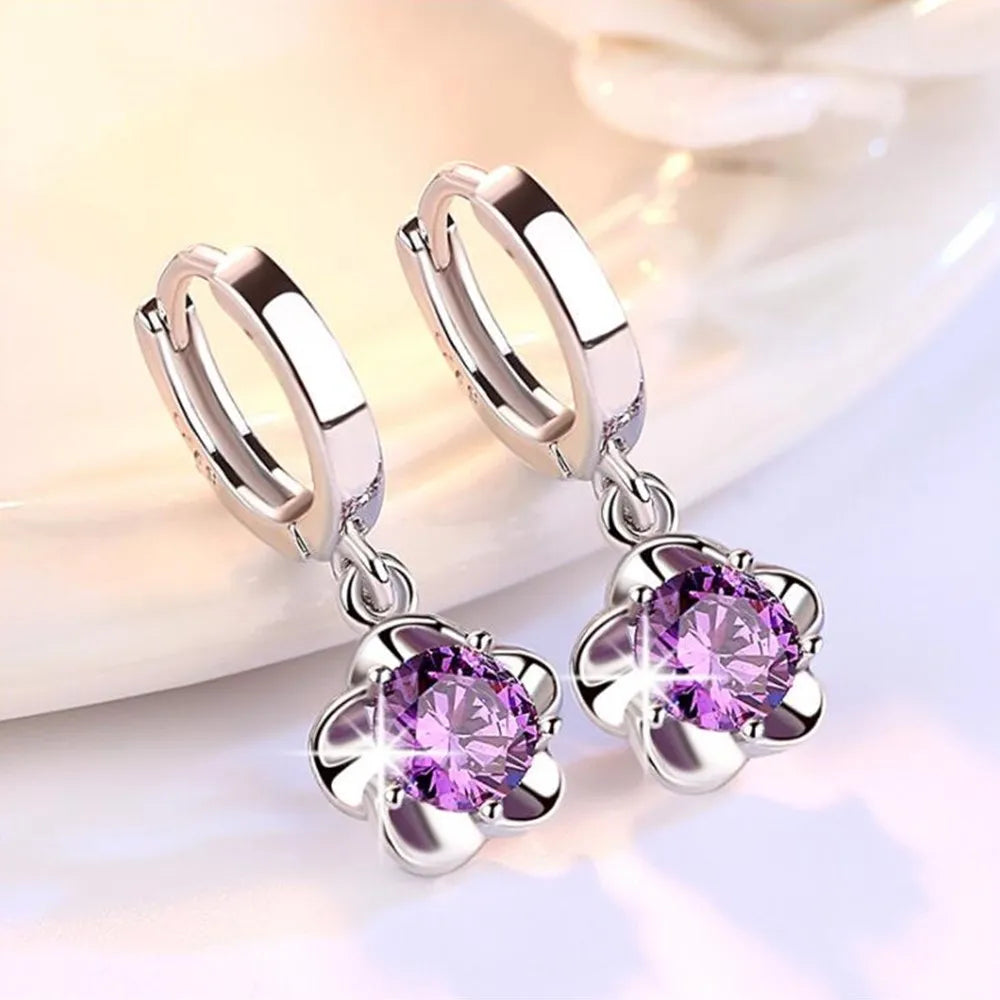 925 Sterling Silver Retro Zircon Earrings