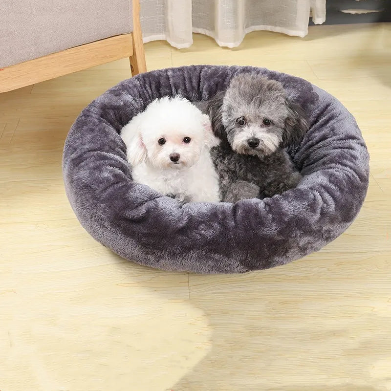 Washable Plush Dog Bed - Winter Warm Round Pet Cushion