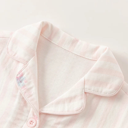 Dave Bella Girls' Summer Pajamas - Pink Striped Two-Piece Set