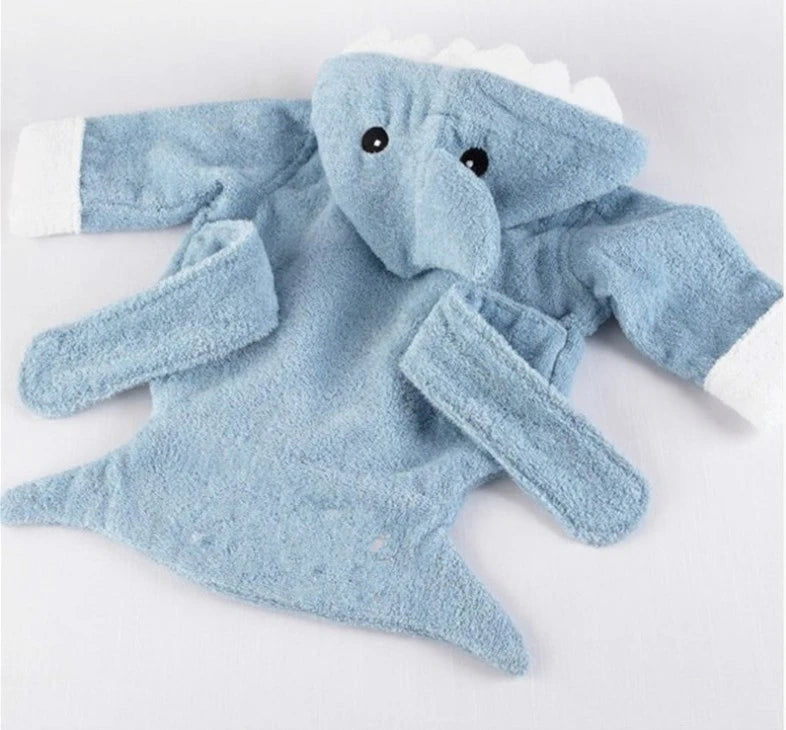 Cotton Baby Bathrobe - Cartoon Hooded Robe & Bath Towel