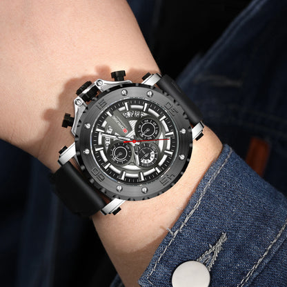 Luxury Men's Sports Quartz Wristwatch with Chronograph & Luminous Features