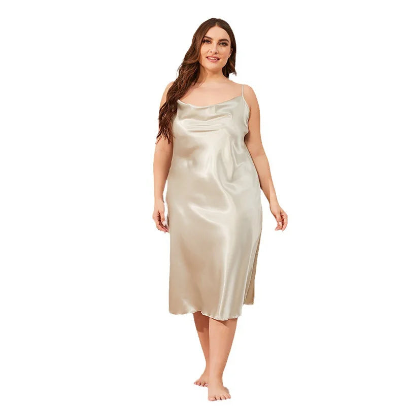 Large Size Ice Silk Nightgown for Women