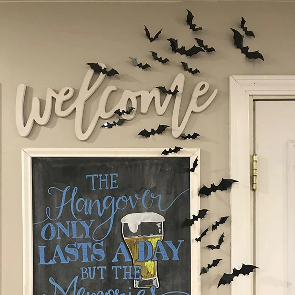 Halloween Bat Decorations | Black PVC Bat Wall Stickers