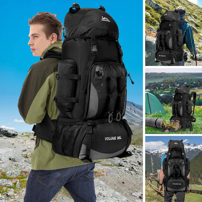 90L Waterproof Hiking & Camping Backpack - Large Capacity Trekking Rucksack