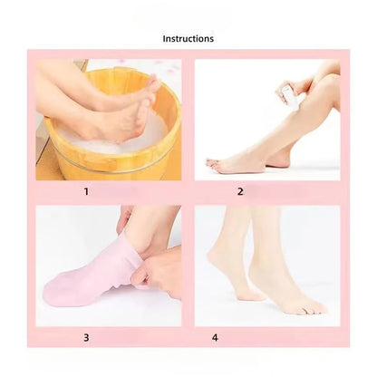 1 Pair Silicone Moisturizing Heel Socks – Exfoliating Gel for Callus & Cracked Skin Relief