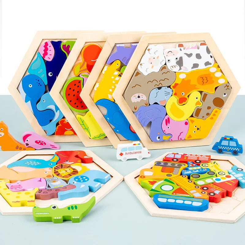 Wooden Puzzles for Toddlers – Color & Stacking Blocks