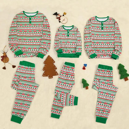 Christmas Family Matching Pajamas Set | Cartoon Printed Deer Long Sleeve & Pants