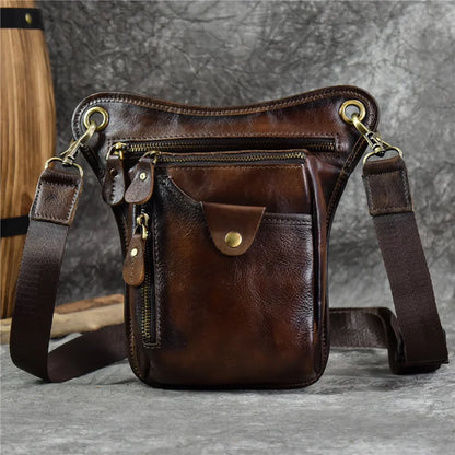 High-Quality Men's Genuine Leather Crossbody Waist Bag