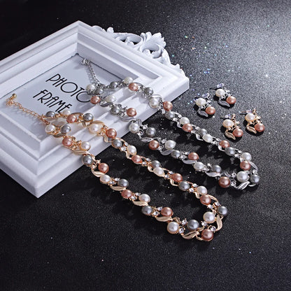 Elegant Imitation Pearl Necklace & Earring Set – Chic Jewelry for Women