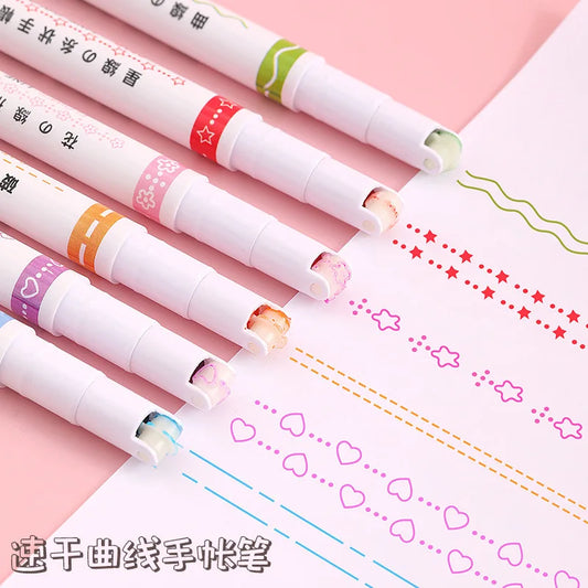 Curve Wave Line Art Marker Pens Set