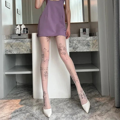 Patterned Tattoo Pantyhose