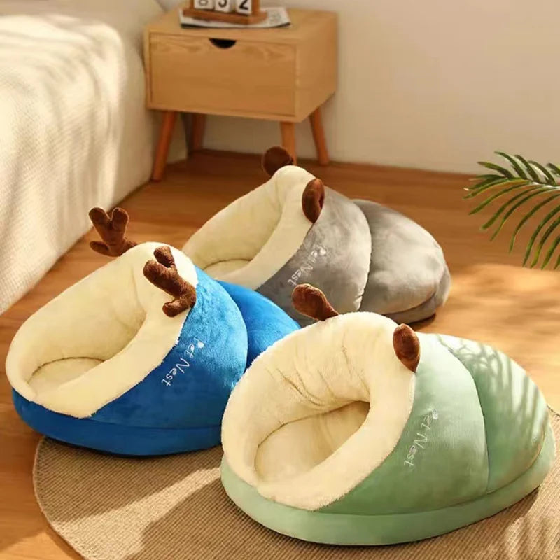 Warm Slippers Shaped Dog Bed